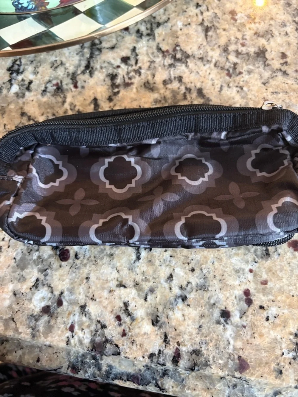 Brighton Black and Gray Patterned Cosmetic Zip Pouch